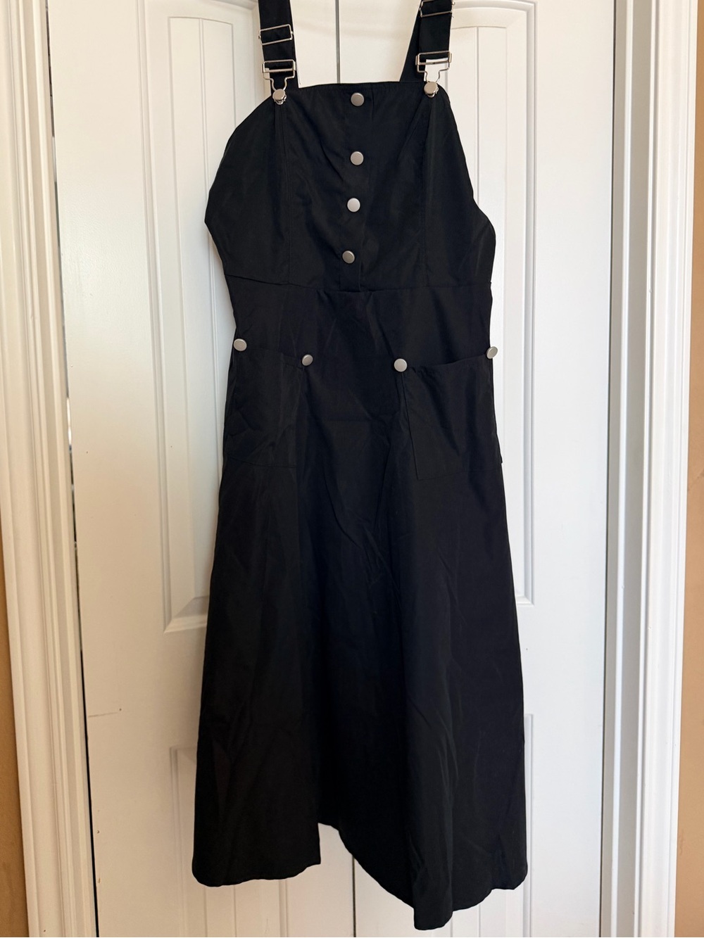 Overall style black dress by SHEIN